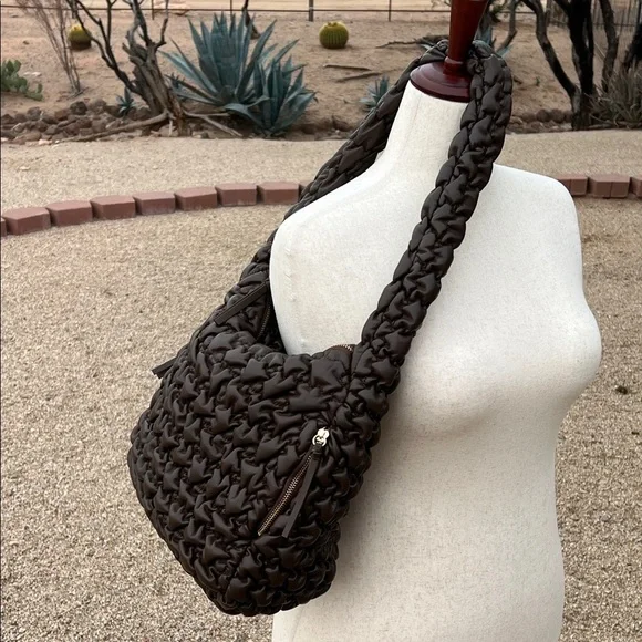 Sondra Roberts | Chocolate Brown Quilted Hobo Bag - Picture 11 of 15